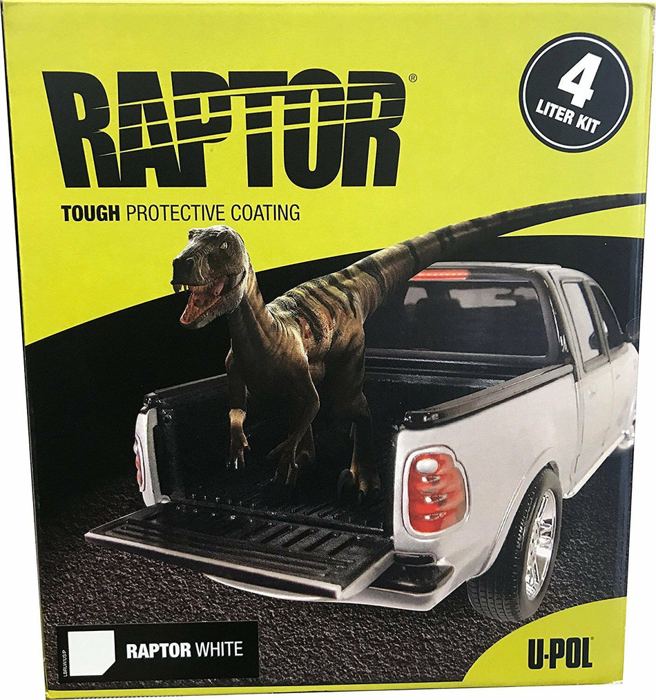 U-Pol Raptor White Tough Protective Coating UV Resistant Tub/Bed Liner Kit 4L