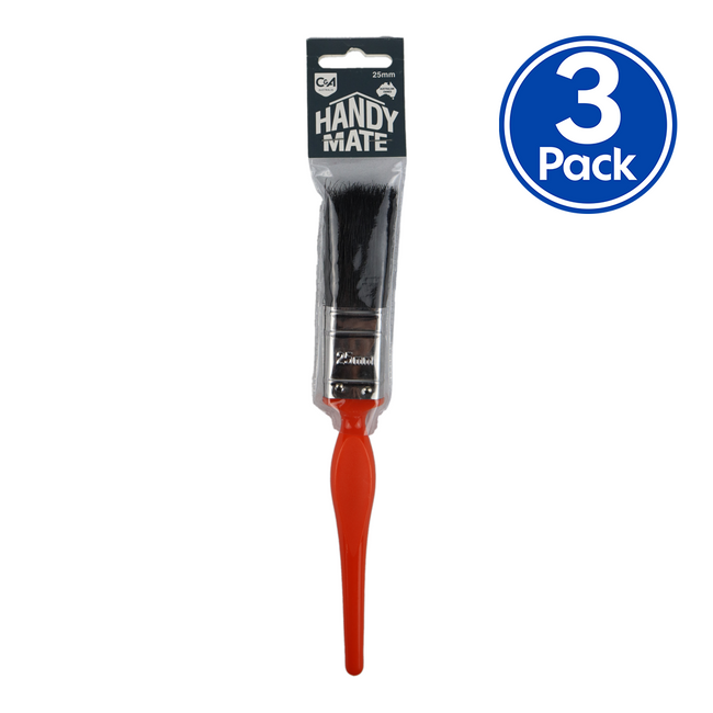 C&A Handy Mate Paint Brush 25mm x 3 Pack Trade Industrial Commercial