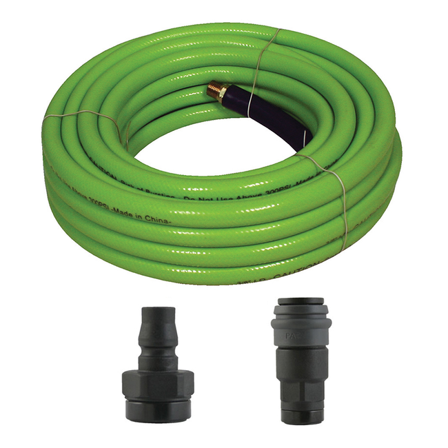 WORKQUIP Flexible Heavy Duty Hose 10m Green With Nylon Fittings 1/4" BSP Air