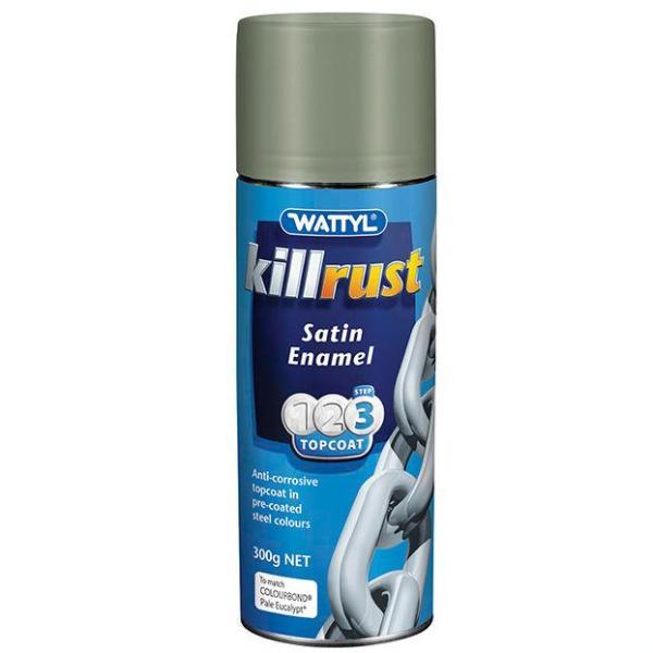 Killrust Satin Enamel Aerosol Match Colorbond Steel 300g Pale Eucalypt ...