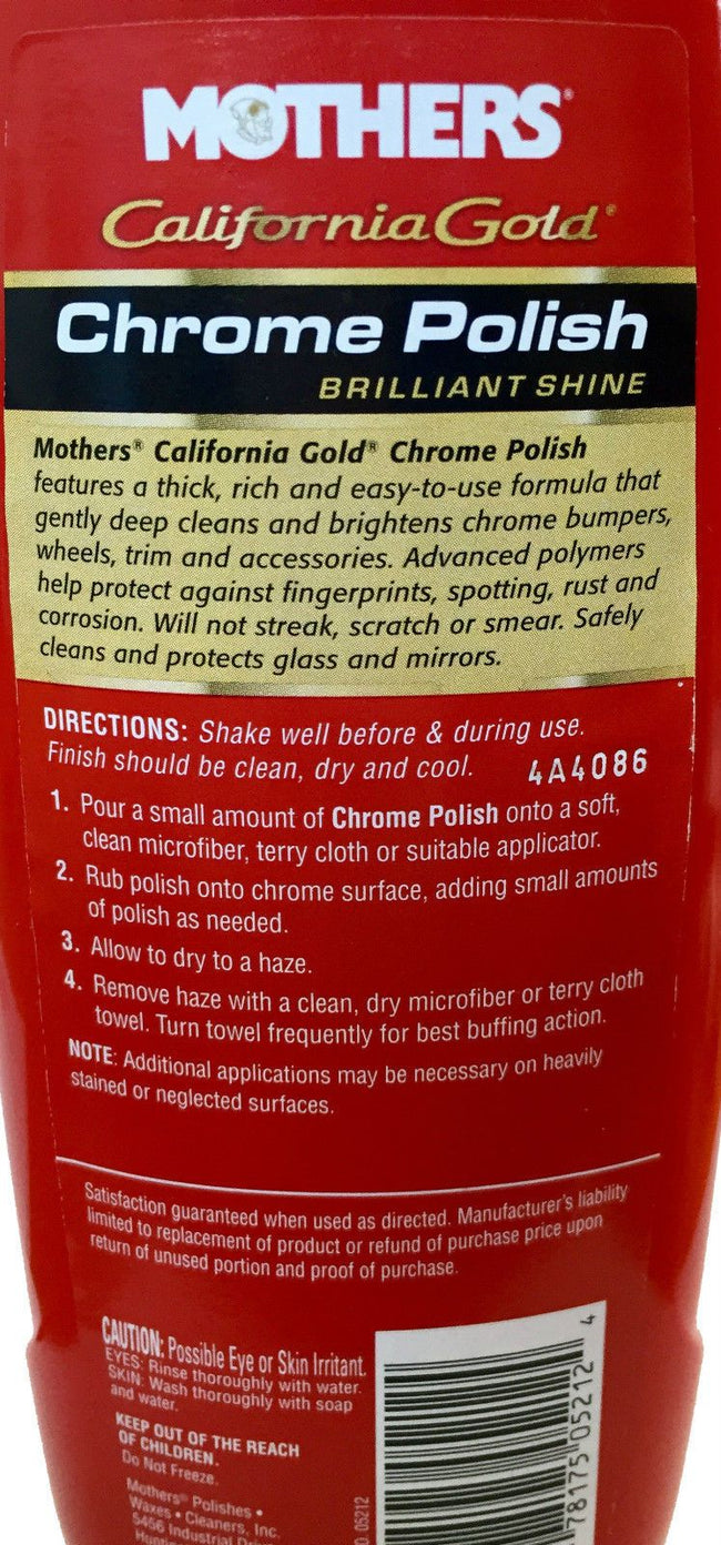 MOTHERS Mag Aluminum & Chrome Polish w/ Cloth Polishing Car Kit California  Gold