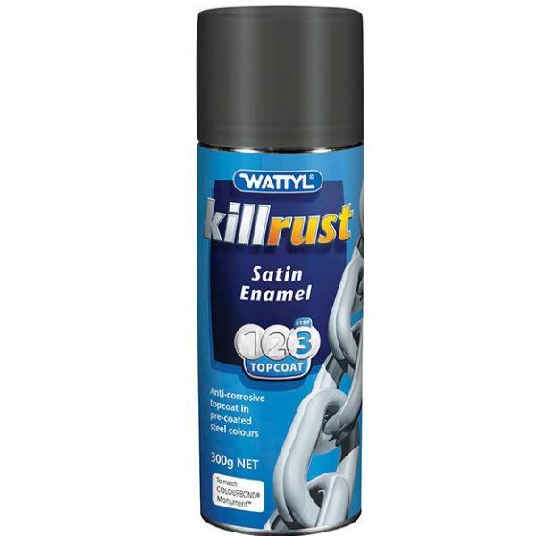 Killrust Satin Enamel Aerosol Match Colorbond Steel Colour 300g Monument