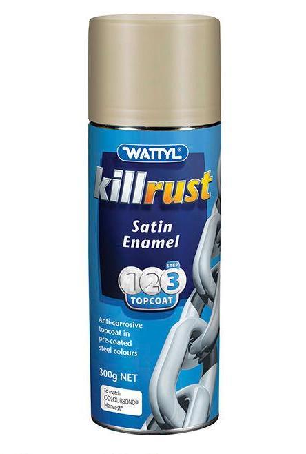 WATTYL Killrust Satin Enamel Spray Paint 300g Aerosol Harvest