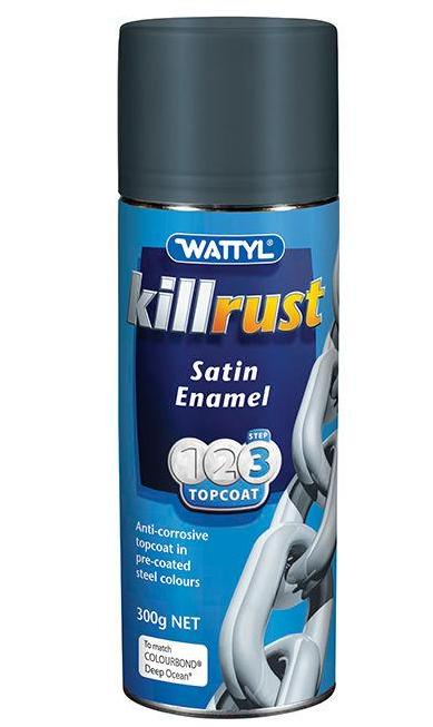 Killrust Satin Enamel Aerosol Match Colorbond Steel Colour 300g Deep O ...