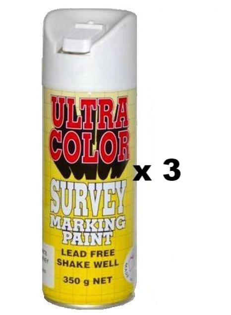 ULTRACOLOR Survey Marking Paint Spot Marker Aerosol Can 350g White x 3