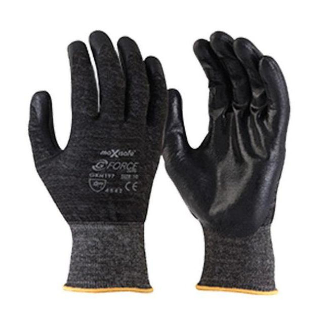 Maxisafe Black Working Gloves Cut Resistant High Density PU Work Safety