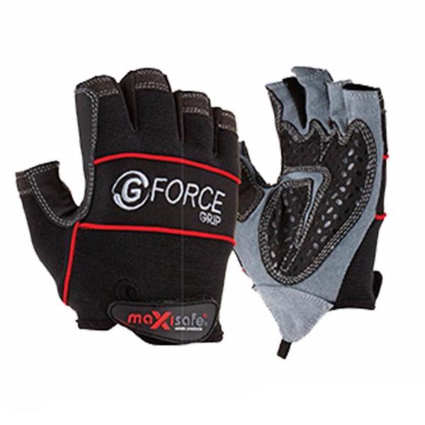Maxisafe G-Force 'Grip' Mechanics Synthetic Fingerless Safety Gloves
