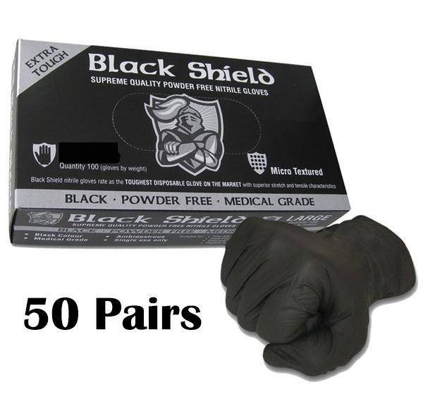 100x Black Shield Quality Extra Heavy Duty Nitrile Mechanic Gloves Tattoo Paint