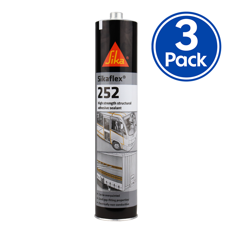 Sika Sikaflex 252 Assembly Adhesive 300ml Black x 3 Pack