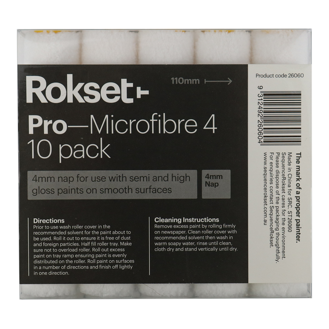 Rokset Pro Microfibre 110mm Roller Covers 10 Pack 4mm Nap Marine Industrial Concrete