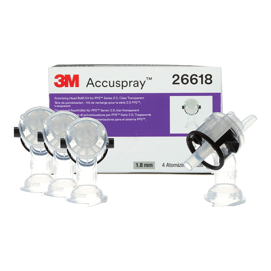 3M 26618 Accuspray Atomizing Head Refill Kit 1.8mm 4 Pack Spray Paint Boat Car