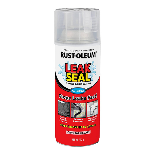 Rustoleum Leak Seal Crystal Clear 312g Flexible Rubber Coating Waterproof Spray