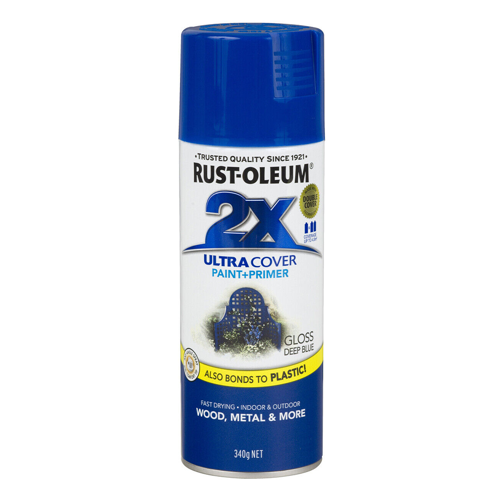 RUST-OLEUM 2X Gloss Paint & Primer Spray Paint 340g Deep Blue x 3 Pack