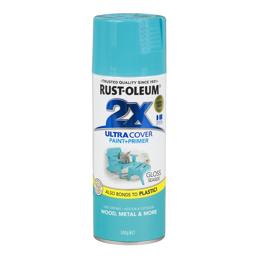 RUST-OLEUM 2X Gloss Paint & Primer Spray Paint 340g Seaside Blue x 3 Pack