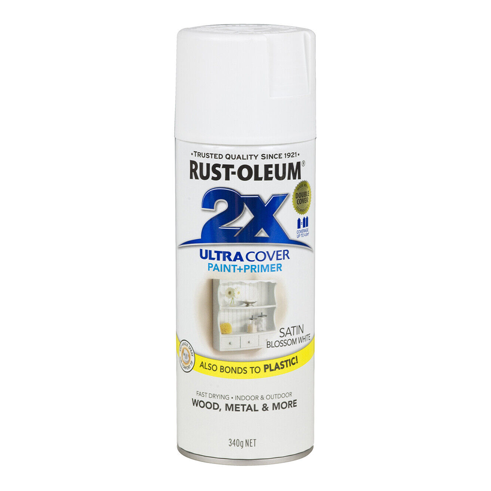 RUST-OLEUM 2X Satin Paint & Primer Spray Paint 340g Blossom White