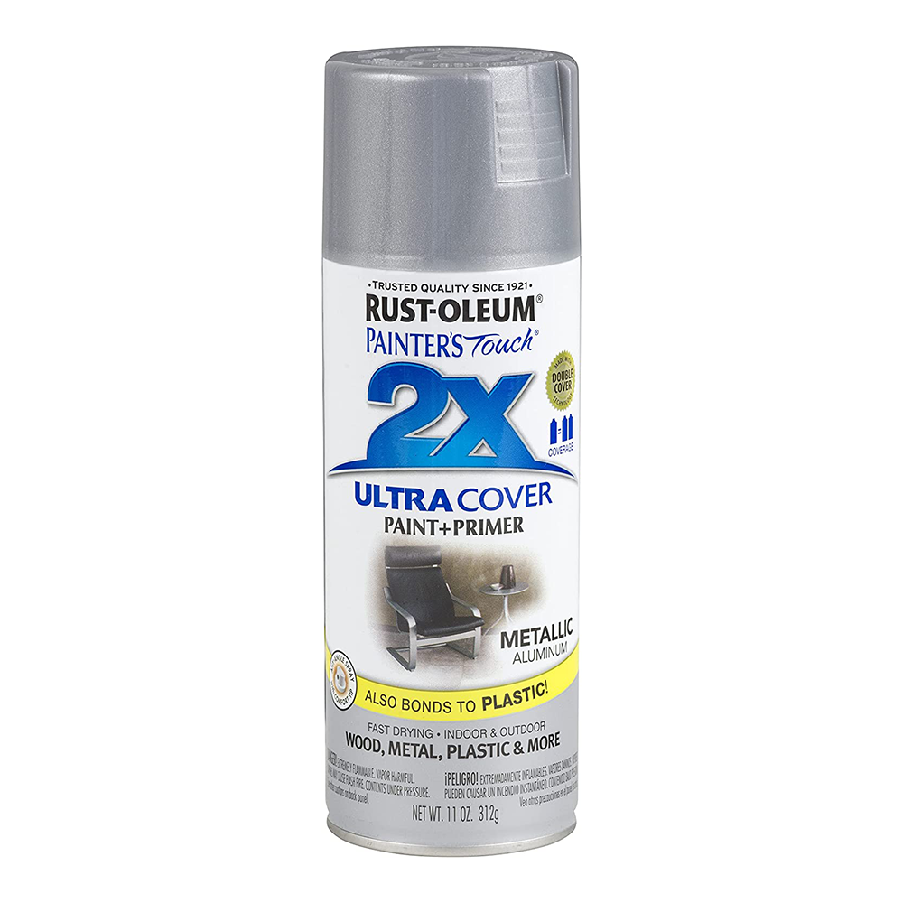 RUST-OLEUM 2X Gloss Paint & Primer Spray Paint 340g Metallic Aluminium