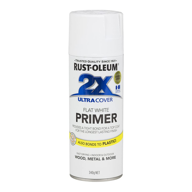 RUST-OLEUM 2X Ultra Cover Flat Primer Spray Paint 340g White