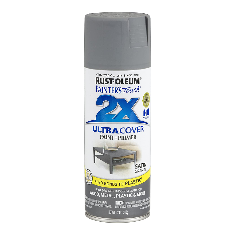 RUST-OLEUM 2X Ultra Cover Satin Paint & Primer Spray Paint 340g Granite Grey