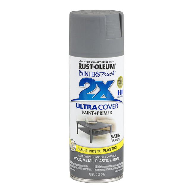 RUST-OLEUM 2X Ultra Cover Satin Paint & Primer Spray Paint 340g Granite Grey