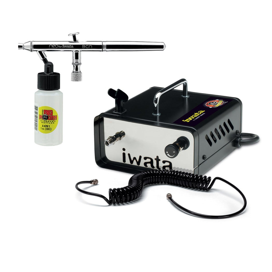 ANEST IWATA Neo Air Brush & Ninja Jet Air Compressor Kit Spray Tan Auto Beauty