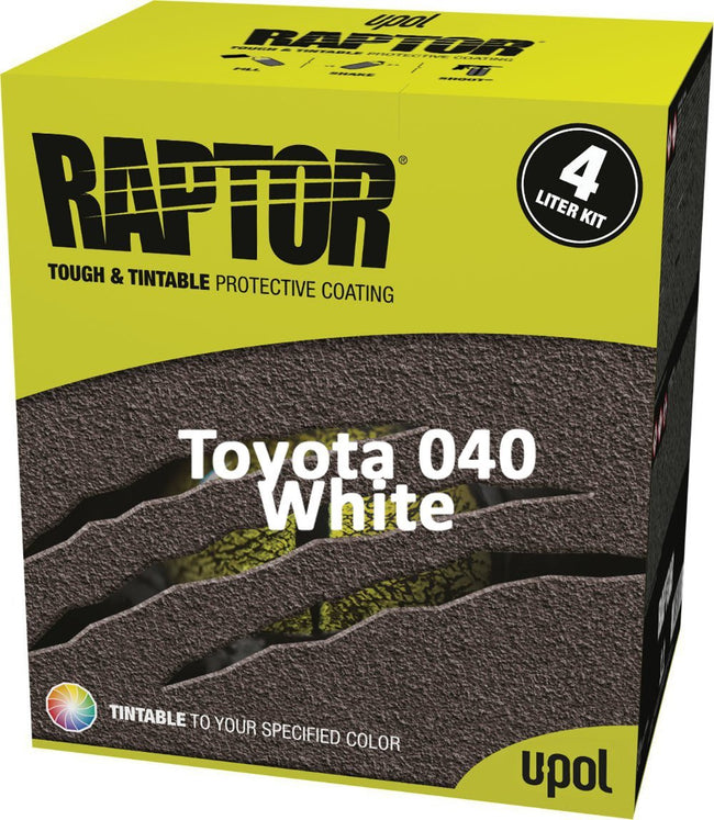 U-Pol Raptor Tintable for Toyota 040 White Protective Coating Tub/Bed Liner Kit 4L