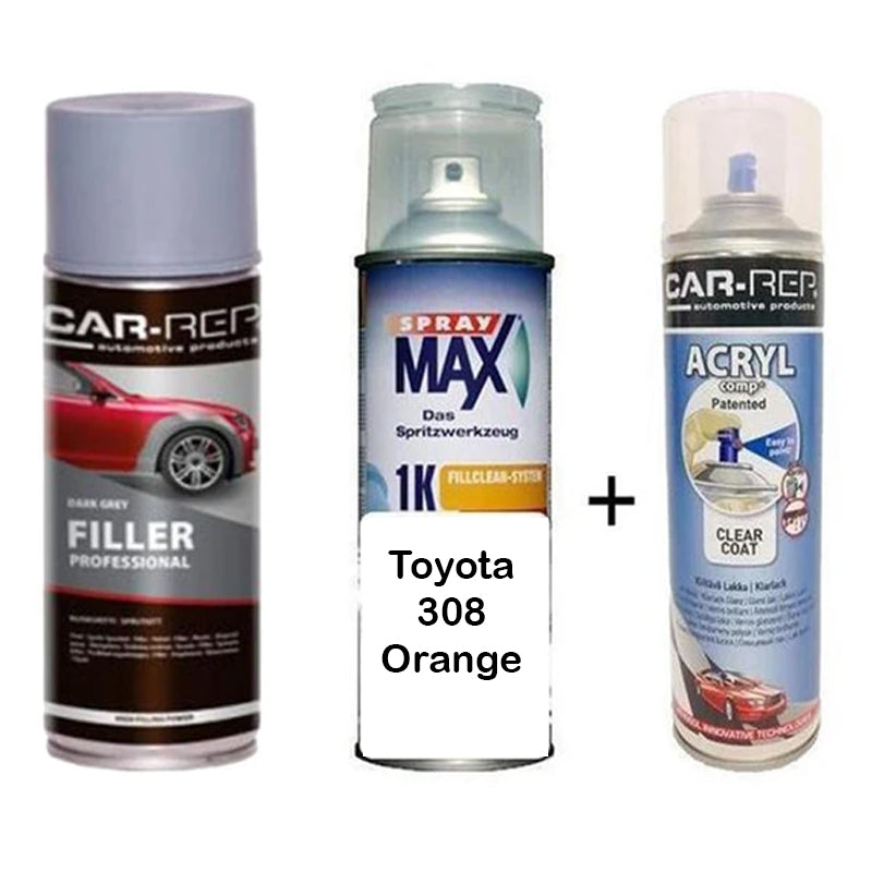 Auto Touch Up Paint for Toyota  308 Orange Plus 1k Clear Coat & Primer