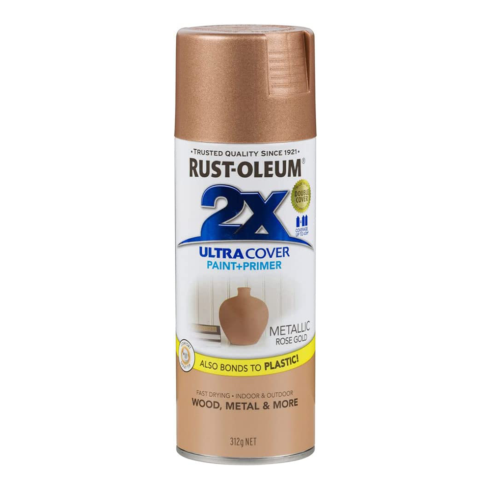 RUST-OLEUM 2X Gloss Paint & Primer Spray Paint 340g Metallic Rose Gold x 3 Pack