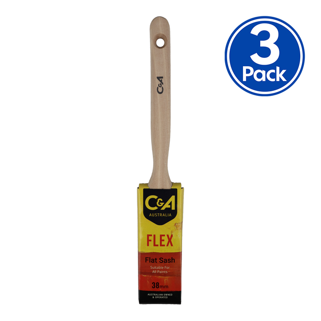 C&A Brushware Flex Flat Sash Brush 38mm x 3 Pack Interior Exterior Trade
