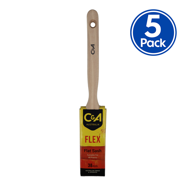 C&A Brushware Flex Flat Sash Brush 38mm x 5 Pack Interior Exterior Trade