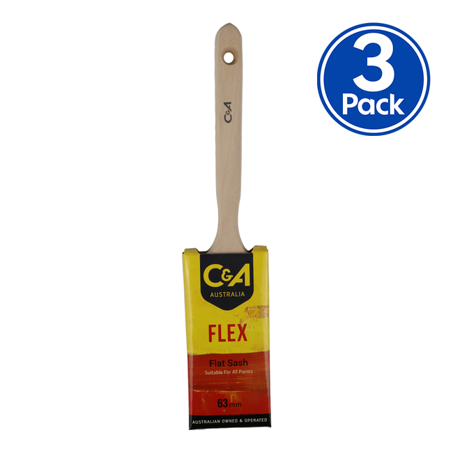 C&A Brushware Flex Flat Sash Brush 63mm x 3 Pack Interior Exterior Trade