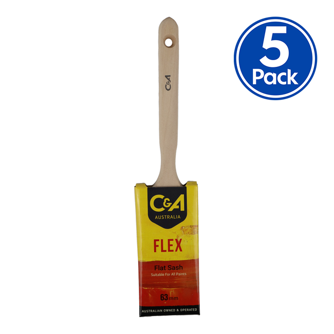 C&A Brushware Flex Flat Sash Brush 63mm x 5 Pack Interior Exterior Trade