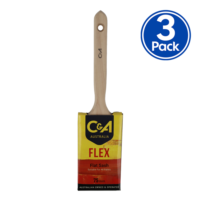 C&A Brushware Flex Flat Sash Brush 75mm x 3 Pack Interior Exterior Trade
