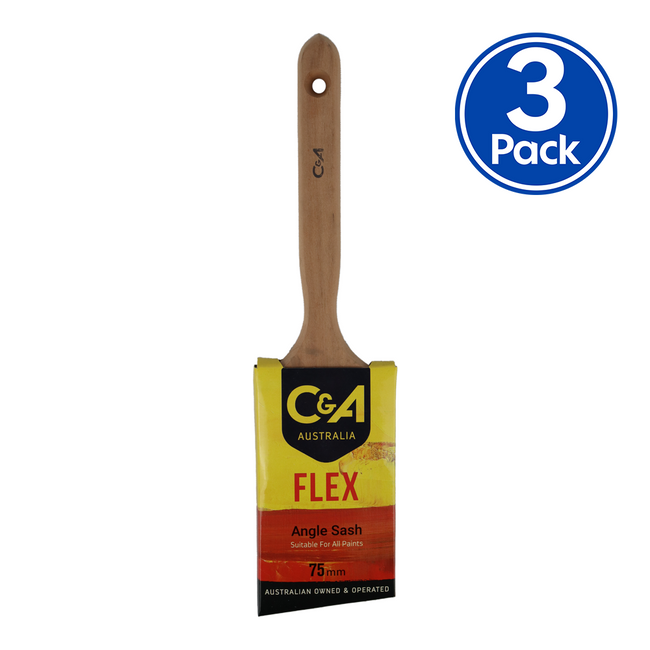 C&A Brushware Flex Angled Sash Brush 75mm x 3 Pack Interior Exterior Trade