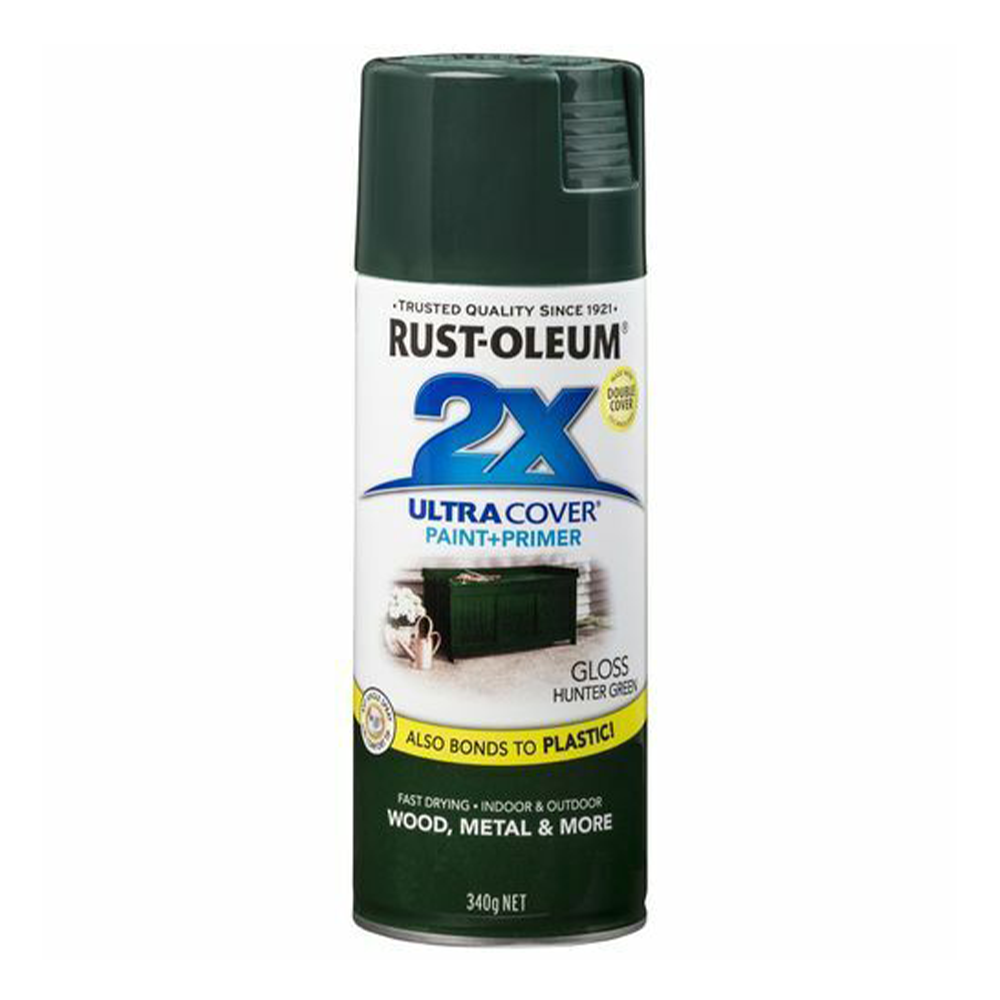 RUST-OLEUM 2X Gloss Paint & Primer Spray Paint 340g Hunter Green x 3 Pack