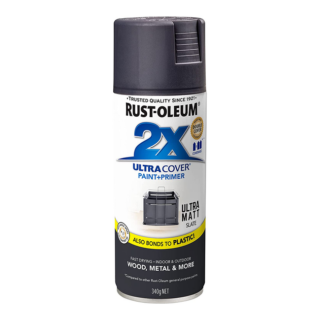 RUST-OLEUM 2X Ultra Cover Matt Paint & Primer Spray Paint 340g Slate