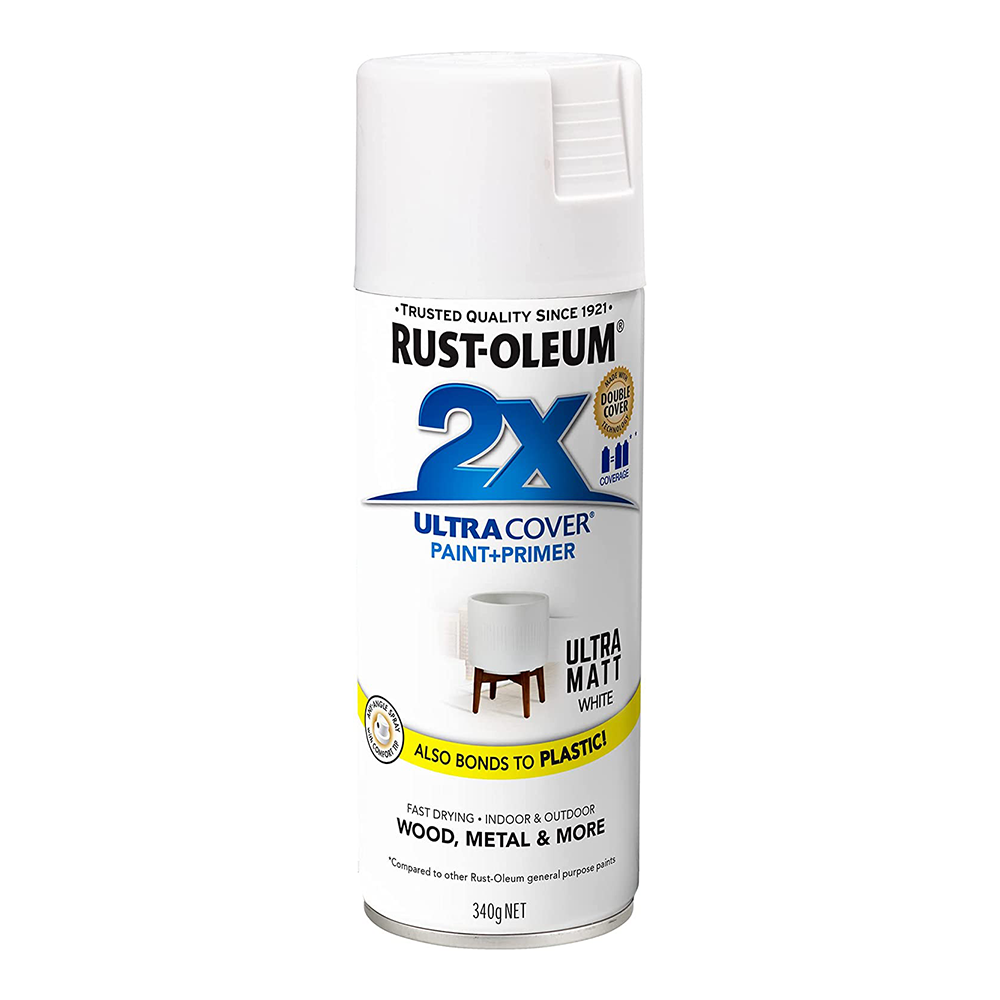 RUST-OLEUM 2X Ultra Cover Matt Paint & Primer Spray Paint 340g White x 3 Pack