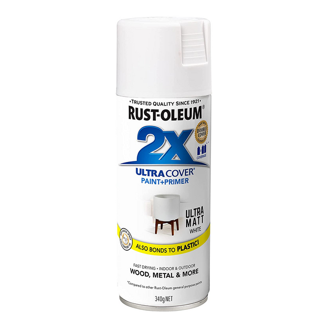 RUST-OLEUM 2X Ultra Cover Matt Paint & Primer Spray Paint 340g White