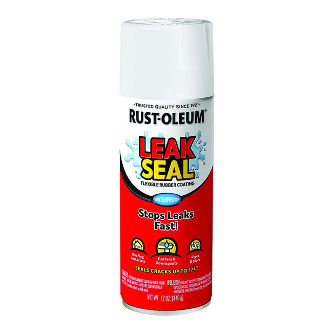 Rustoleum Leak Seal Matt White 340g Flexible Rubber Coating Waterproof Spray