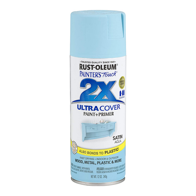 RUST-OLEUM 2X Ultra Cover Satin Paint & Primer Spray Paint 340g Aqua