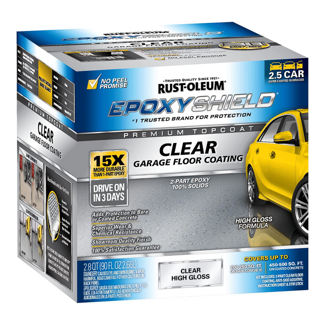 Rustoleum EpoxyShield Premium Topcoat High Gloss Clear 2.66L Kit Garage Floor Coating