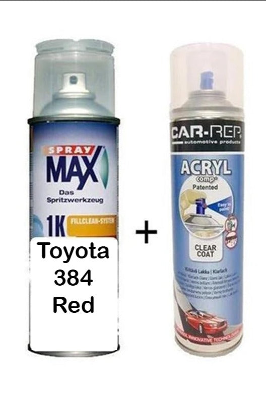 Auto Touch Up Paint for Toyota 384 Red Plus 1k Clear Coat
