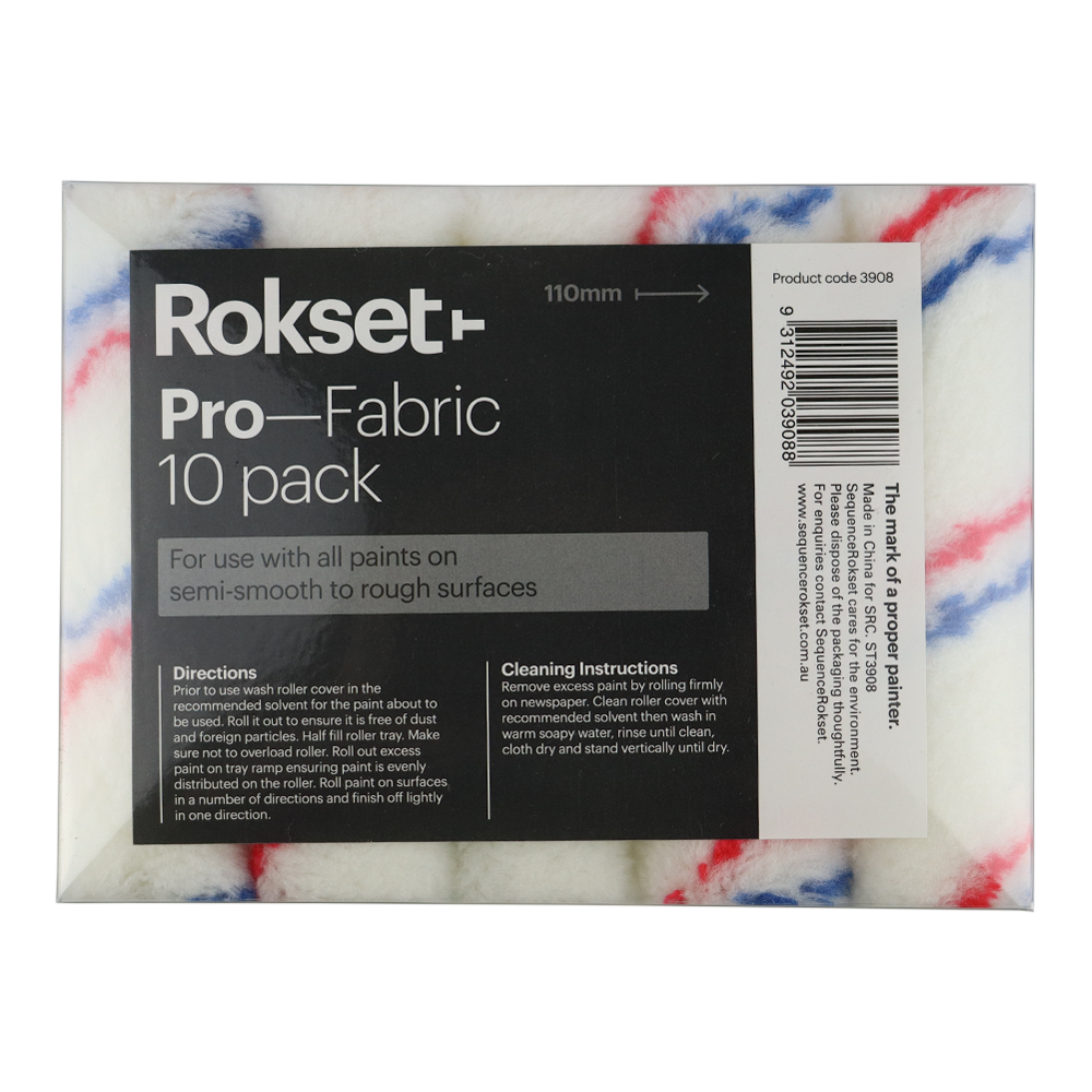Rokset Pro Fabric 110mm Roller Covers 10 Pack Refill Marine Industrial ...