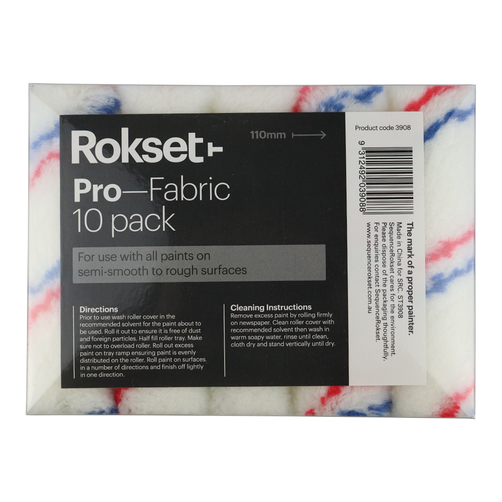 Rokset Pro Fabric 110mm Roller Covers 10 Pack Refill Marine Industrial Concrete