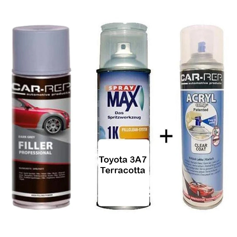 Auto Touch Up Paint for Toyota 3A7 Terracotta Plus 1k Clear Coat & Primer