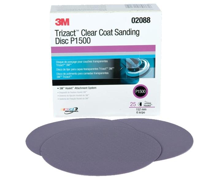3M 02088 Trizact Clearcoat Sanding Disc P1500 152mm 6'' Box of 25