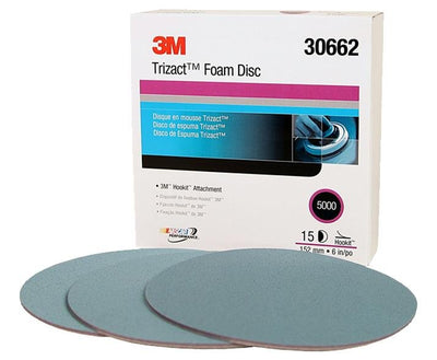 3M 30662 Tizact Foam Disc 152mm 6In 5000 Grit Hookit Box of 15