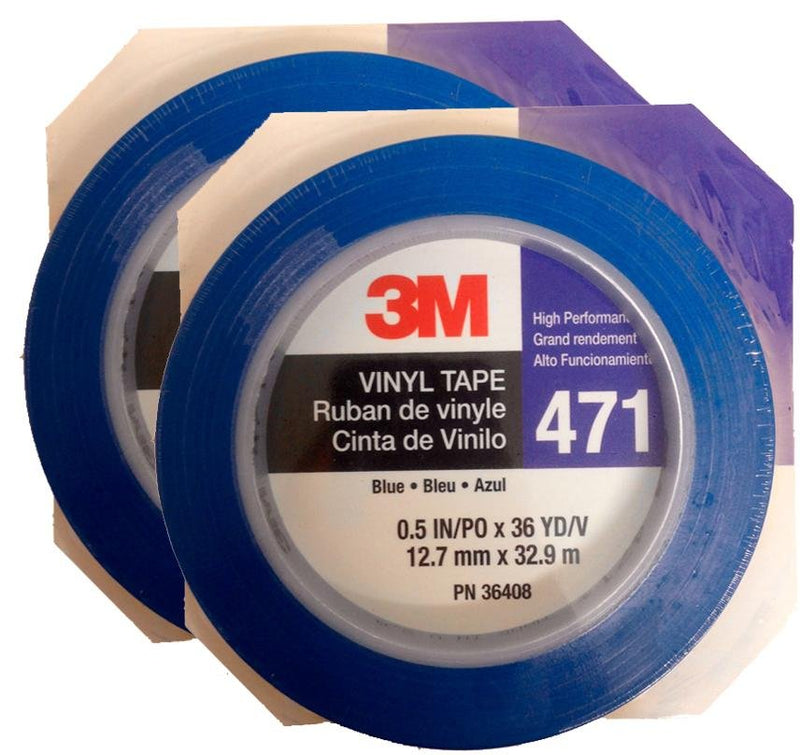 3M Fine Line Vinyl Tape 471 Blue 2 Rolls 12.7mm X 32.9m 36408