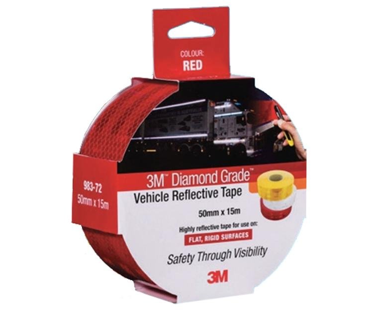 3M 983-72 Diamond Grade Red Vehicle Reflective Tape 50mm x 15m