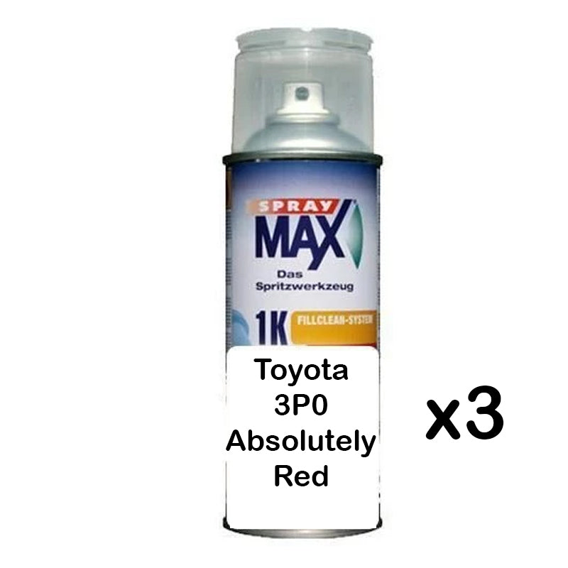 Automotive Touch Up Spray Can for Toyota 3P0 Absolutely Red Colour x 3
