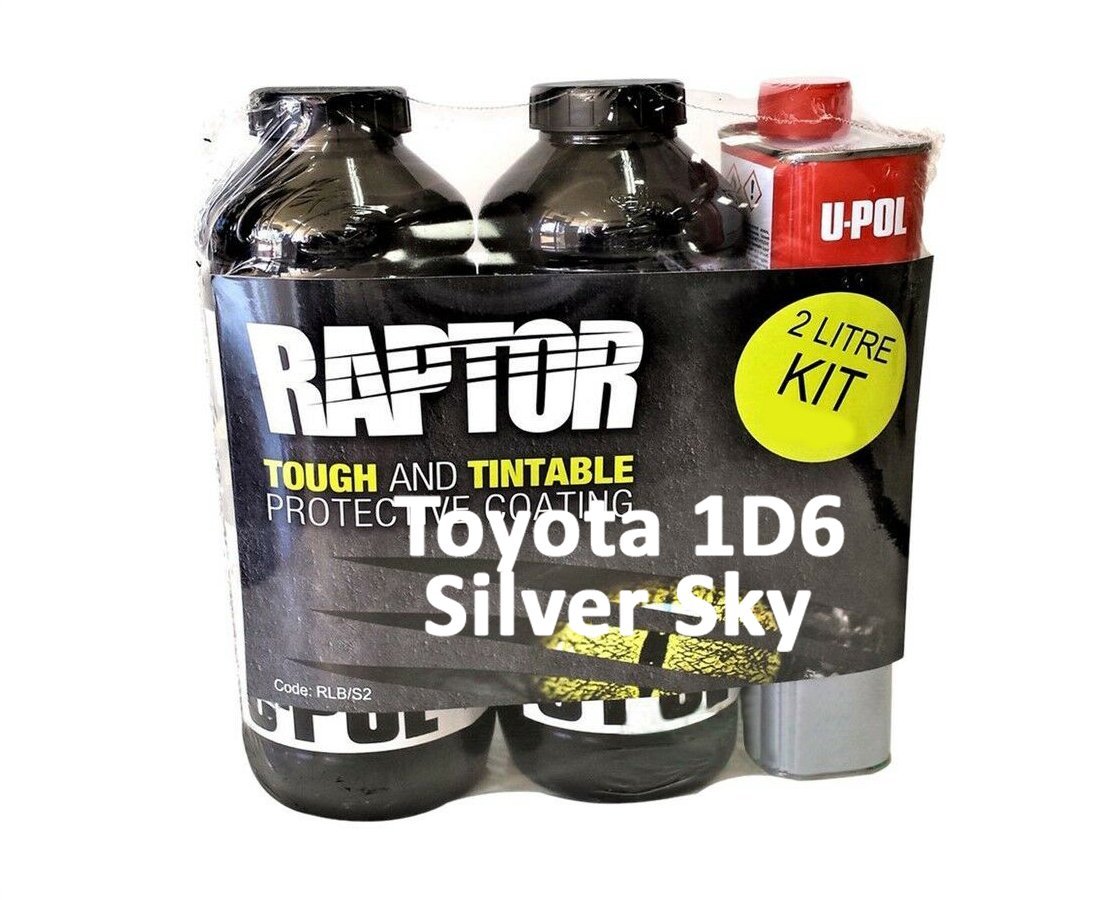 U-Pol Raptor Tintable for Toyota 1D6 Silver Sky Protective Coating Tub/Bed Liner Kit 2L
